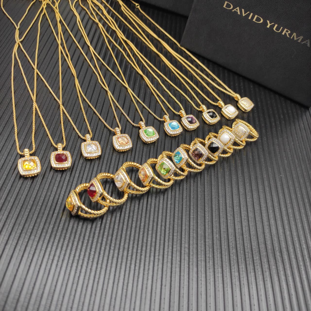 David Yurman Black Onyx and Diamond Cable Collectibles Pendant Necklace